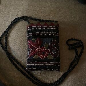 Hand Embroidered Black and Red Women's Bag